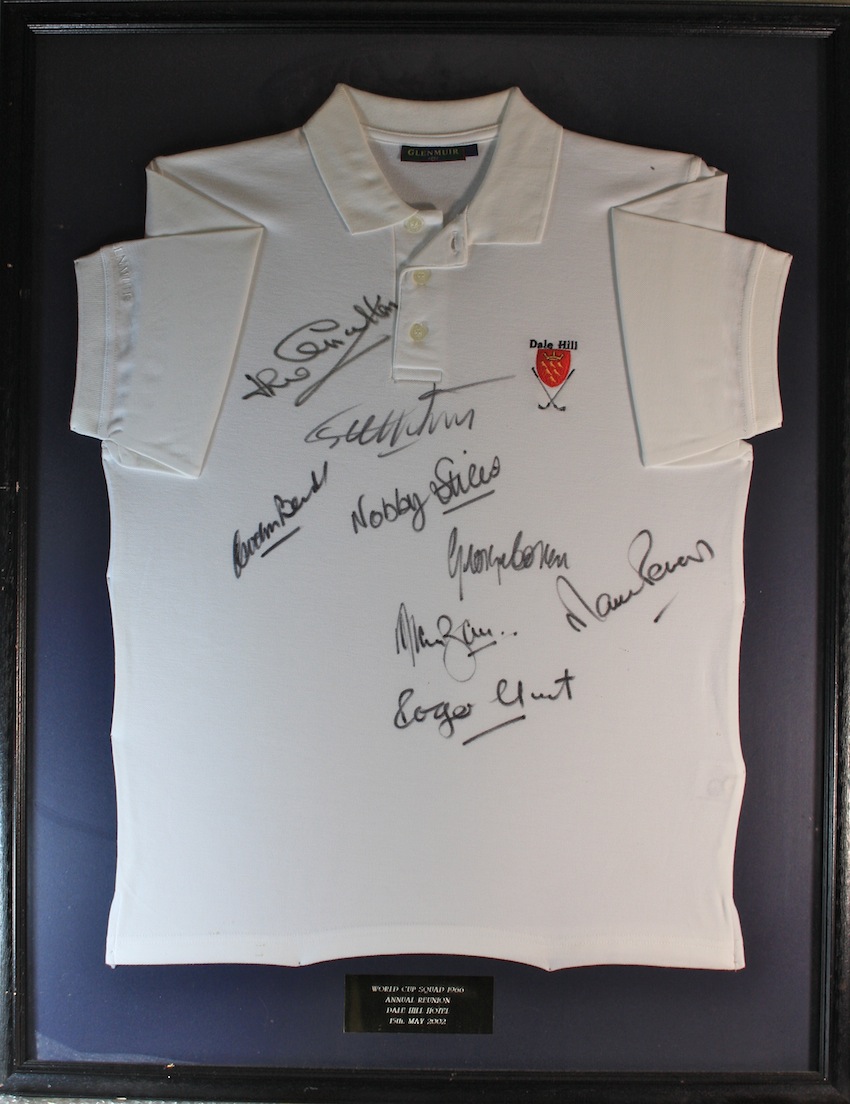 England 1966 World Cup Squad Reunion. A Dale Hill golf shirt signed at the annual 1966 world cup