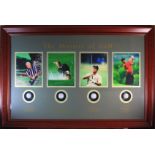 Masters Of Golf Signed Display. A presentation consisting of 4 signed and mounted golf balls,