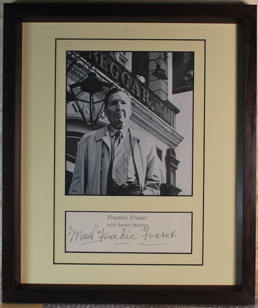 Mad Frankie Fraser Signed. Frankie Fraser signature in black ink on headed paper. Mounted with a