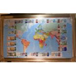 Unique World Football Legends Signed World Map. A large scale World Map 37” by 60” containing