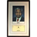 Nelson Mandela Signed Photograph Display. An official colour photograph 12”x8” signed and dated by