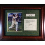 Sir Donald Bradman, Australian Cricketer Signed Presentation. A colour 8x10” photograph signed by