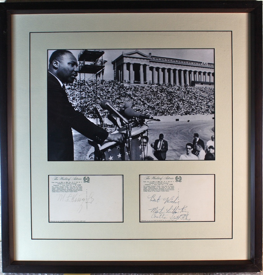 Martin Luther King Signed Coretta Scott King and Martin Luther King Snr Display. Consists of a