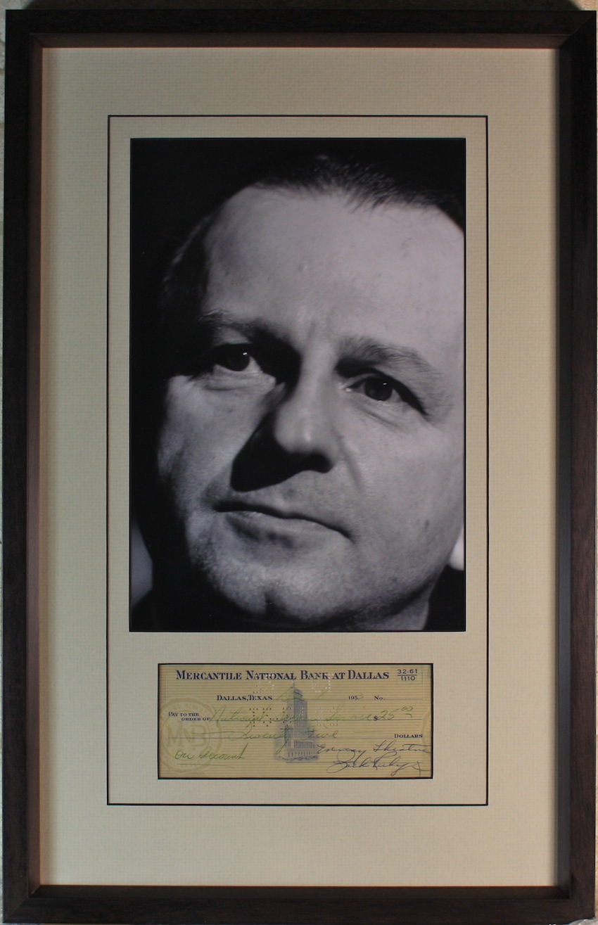 Jack Ruby Signed Cheque Check Display. Assassin of Lee Harvey Oswald and accused for the