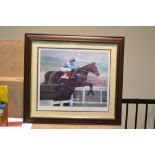 Five Framed Horse Racing Prints, including two signed limited edition 'Best Mate' prints, Mill