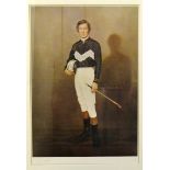 A Signed Limited Edition Print of Jockey Lester Piggott, by Raymond L Ship, number 227/850, framed