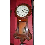 A drop dial wall timepiece, Richd Snow, Ripon, front glazed opening  door, applied carved mounts,