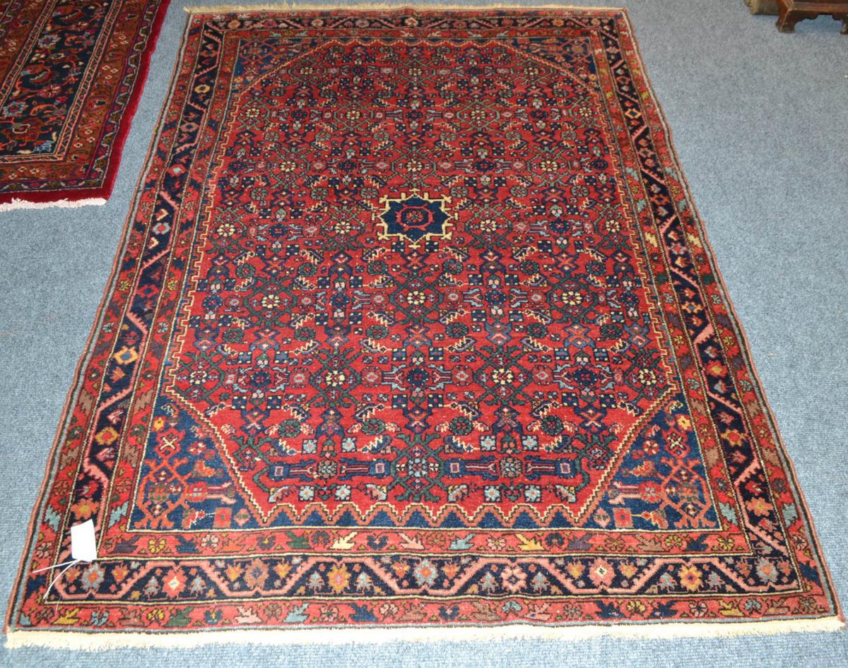 Borchalou rug, Persian Kurdistan, the brick red field of Herati design centred by a small