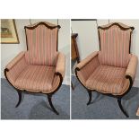 Pair of 19th century federal American mahogany framed armchairs (with original receipt)