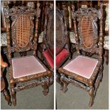 Pair of carved oak hall/side chairs