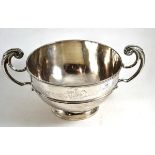 A large silver rose bowl, rubbed marks