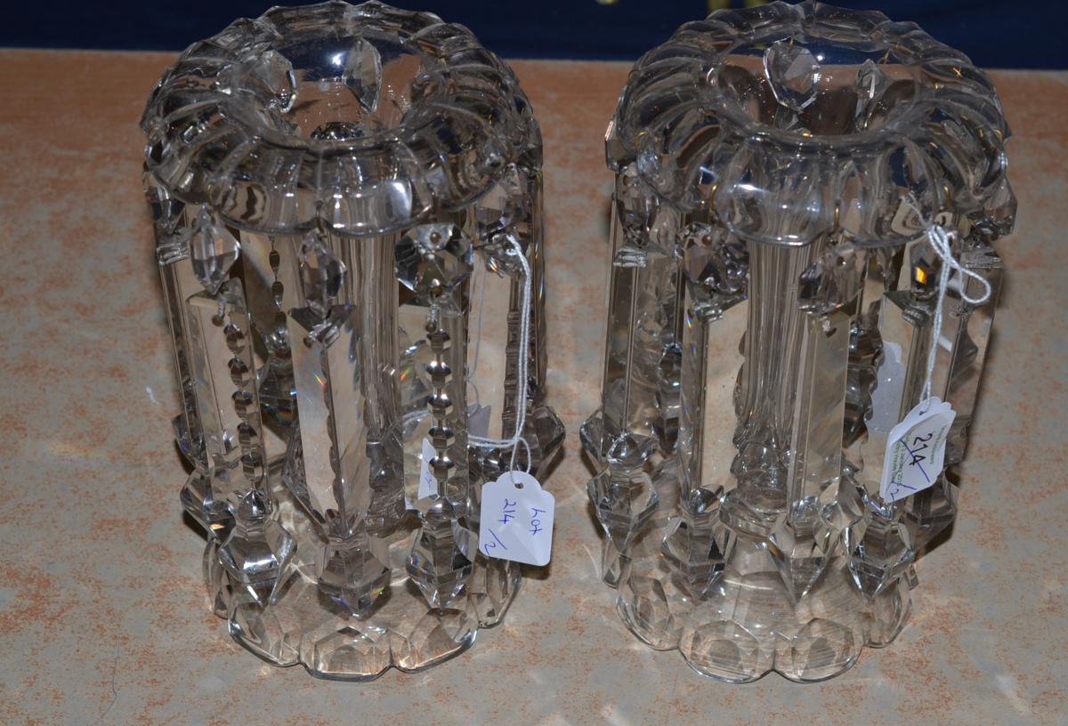 A pair of cut glass lustres