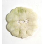 Carved jade pendant, 5cm diameter