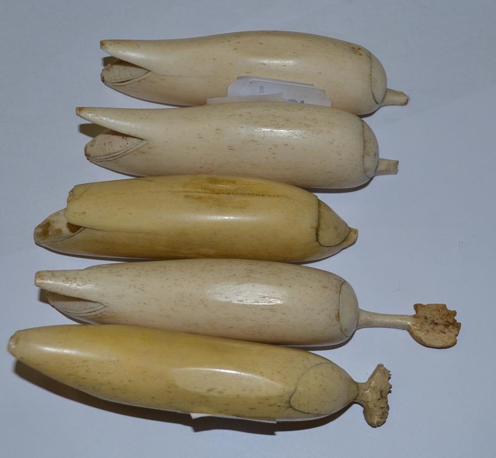 Five 19th century Japanese bone fruits - Image 7 of 7