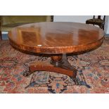 Victorian mahogany centre table of tri-form base