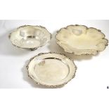 ^ Three Italian white metal dishes of assorted sizes