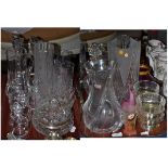 ^ Two trays of assorted Continental glass including baccarat flower vase, height 26cm, Italian