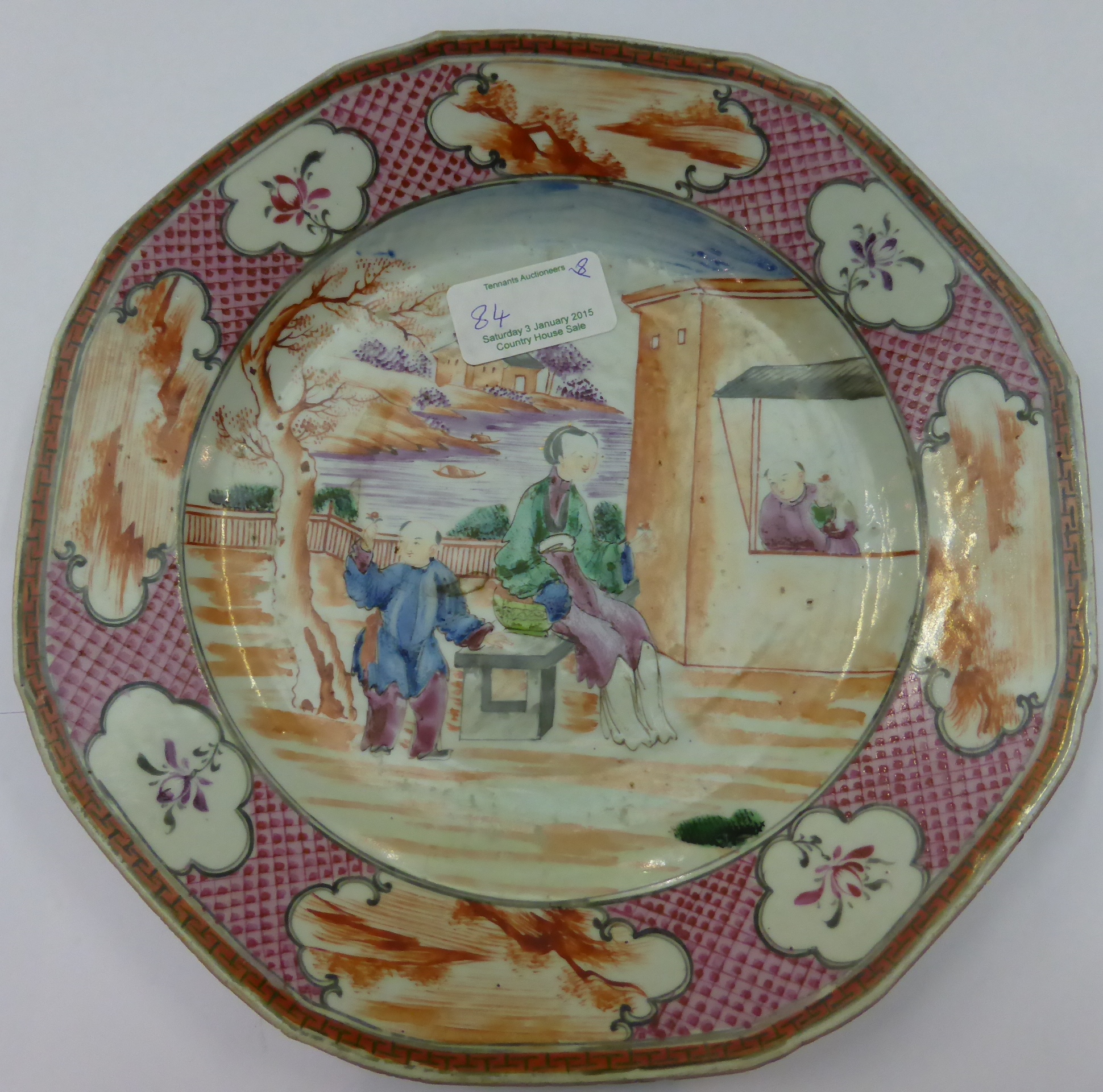 Six Chinese famille rose plates and two Chinese export plates - Image 8 of 17