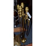 Brass companion set on claw feet