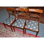 Set of eight mahogany dining chairs, circa 1820, with drop in seats and reeded legs
