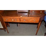 A 19th century mahogany, satinwood banded, boxwood and ebony strung serving table, with two frieze