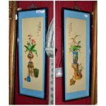 A pair of Chinese Swatow shell cut pictures, height 75cm