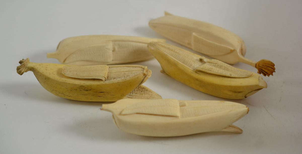 Five 19th century Japanese bone fruits