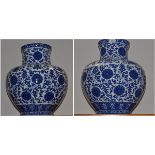 A pair of Chinese blue and white vases of recent date, 43cm high