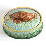 Majolica game pie dish, 25cm diameter