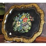 Victorian black papier mache tray