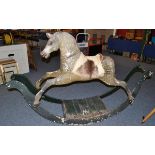 Victorian large green painted rocking horse