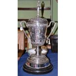 Victorian silver diving trophy cup, engraved 'The Grand Challenge Cup', 73cm high (excluding stand)