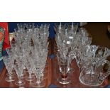 A suite of engraved drinking glasses to commemorate George VI 1937 (on four trays)