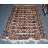 Afshar rug, South East Persia, the ivory ground with columns of polychrome heraldic motifs