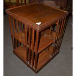 An oak revolving bookcase