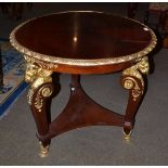 A reproduction gilt metal mounted centre table