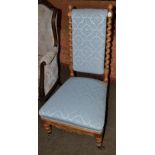 Victorian nursing chair with spiral turned back support