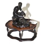 Classical bronze nude on a hardstone stand, 12cm high