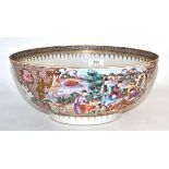 A Chinese Mandarin palette famille rose punch bowl, Qianlong, 31cm diameter
