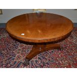 Victorian mahogany circular centre table on tri-form base