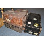 Five assorted early 20th century cases/trunks