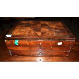 An early 18th century oyster veneered box, fitted three drawers