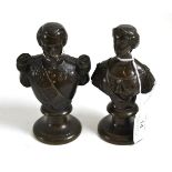 A pair of late 19th century French busts, each 14cm high