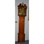 An oak eight day longcase clock, signed Thos Hencher, Musselburgh, circa 1790, swan neck pediment,