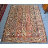 Gabbeh rug, South West Persia, the field of polychrome columns enclosed by rosette and serrated leaf