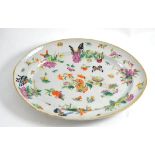 A Canton oval butterfly dish, 36cm diameter
