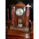 A Gothic style quarter striking table clock, 19th century, organ form case, 4-inch dial with Roman