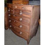 George IV mahogany bow fronted chest of drawers