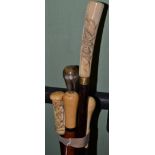 Late 19th/early 20th century five ivory and bone handled walking sticks