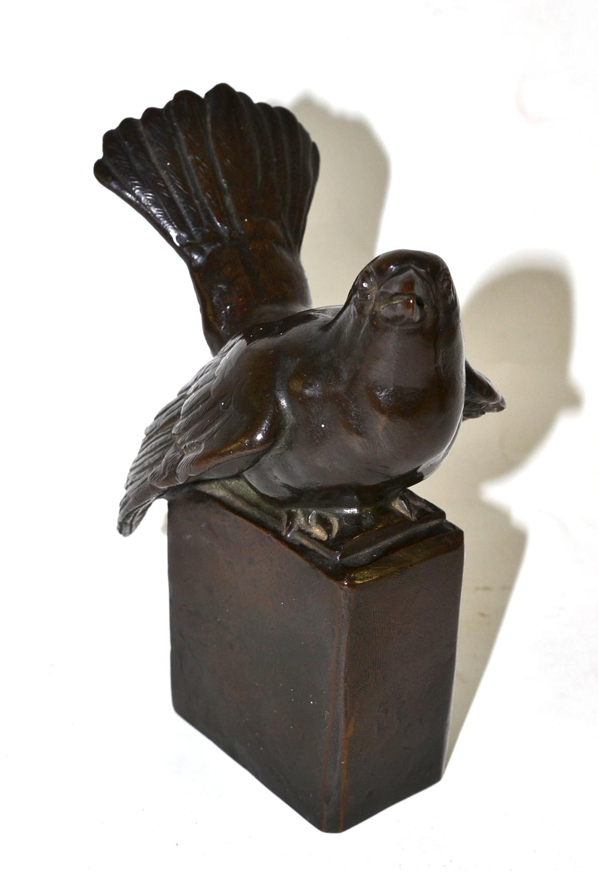 E Gomanski, bronze bird sculpture, 14cm high